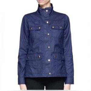 J.Crew Waxed Cotton Downtown Field Jacket / Navy Blue / Womens Large